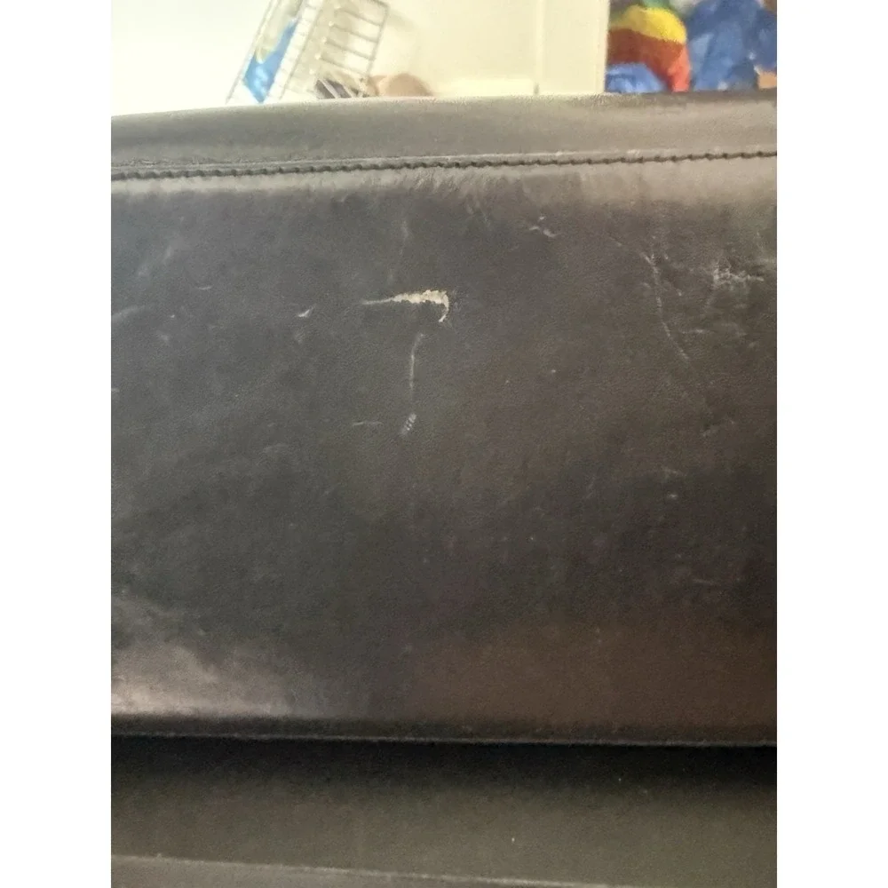 Vintage BRAHMIN Addison Embossed Black & Brown Leather satchel